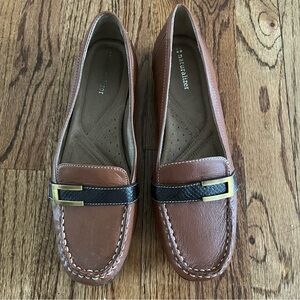 Naturalizer Brown Leather Loafers Womens 10M Comfort Flats Brass Horsebit Accent